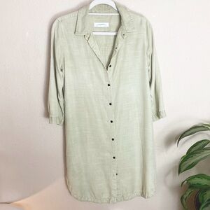 ZARA Woman Boxy Shirt Dress Oversized Button Down Collar Neck Mint
